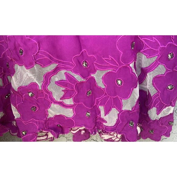 BCBGMAXAZRIA Floral Embroidered Mesh Lace Mini Dress S - Picture 3 of 4